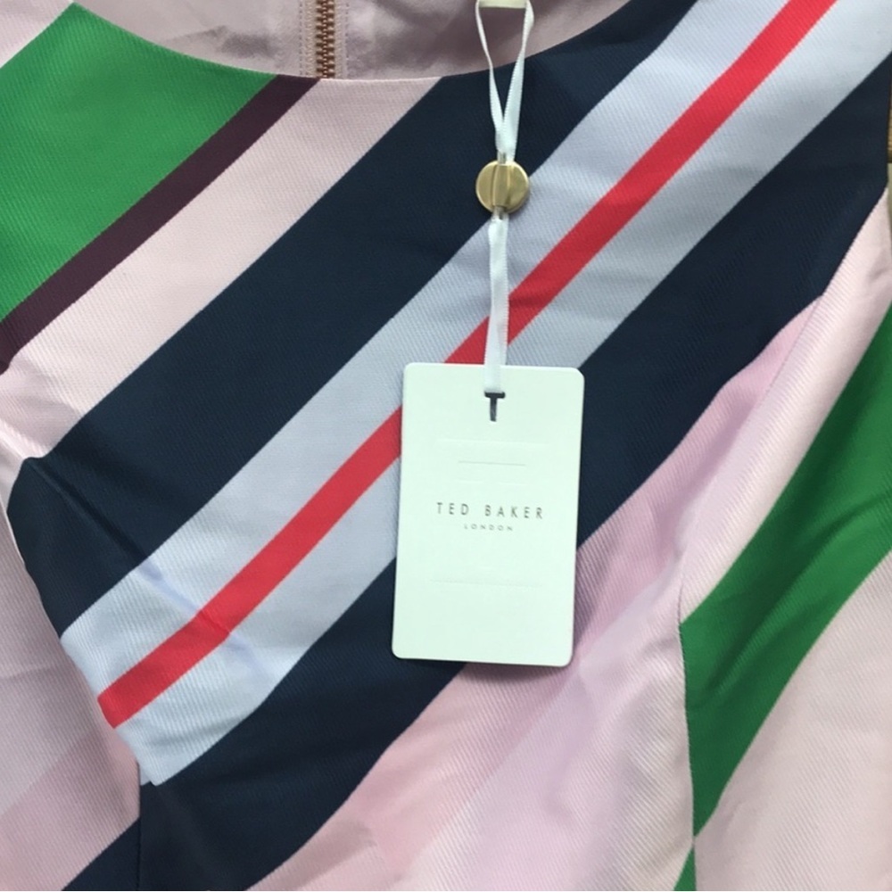 NWT Ted Baker | Bay of Honor Asymmetric Dress Striped | Size 0 - Picture 13 of 16